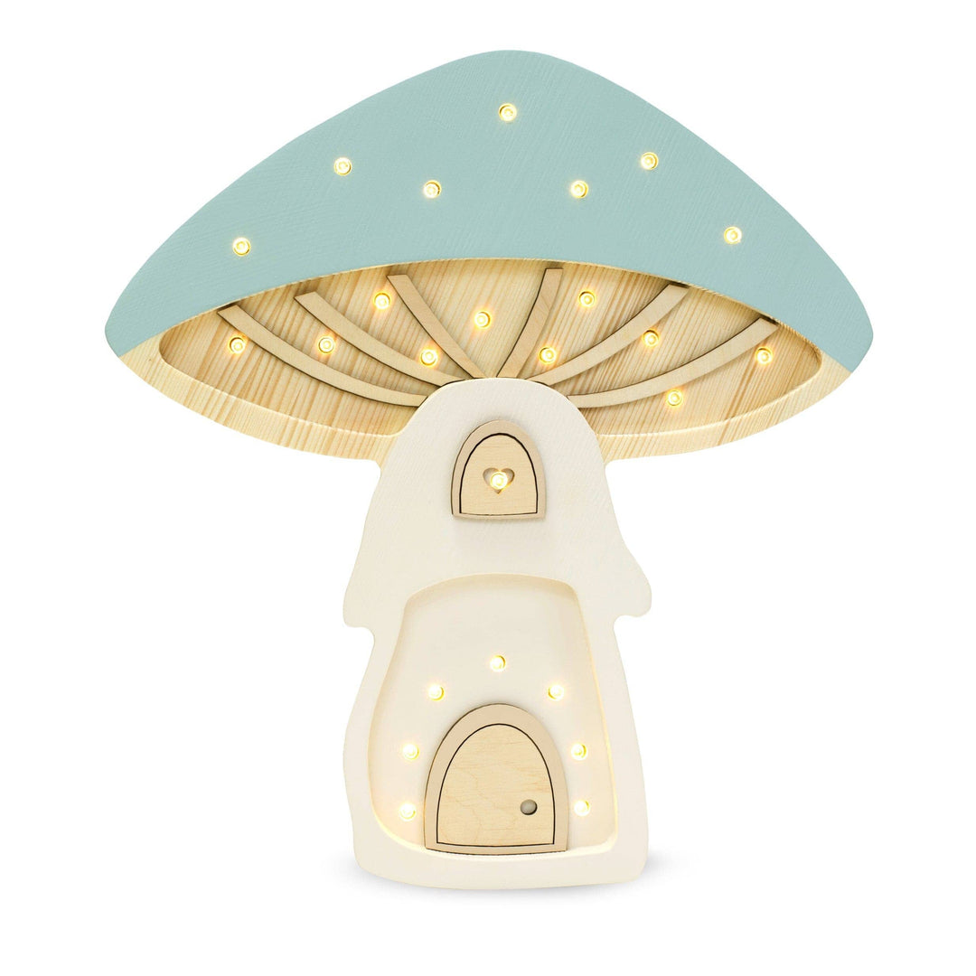 Veilleuse Champignon en bois massif avec lumière douce, photo fournisseur
